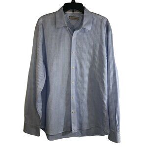 James Campbell Mens Blue Long Sleeve Button Up Shirt Size XL